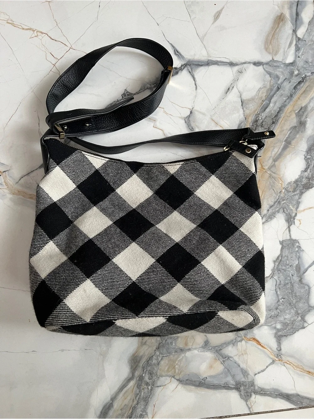TALBOTS Buffalo Plaid Wool Hobo Crossbody Bag